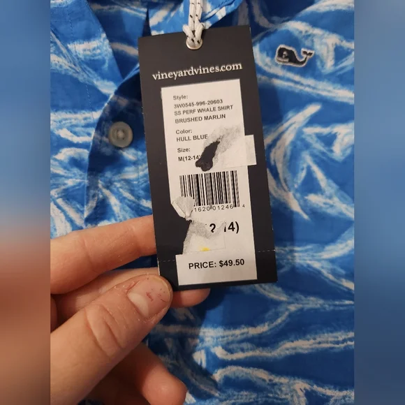 4 for $40 Vineyard Vines Blue Performance Shirt Youth 12-14 NWT - Picture 6 of 6